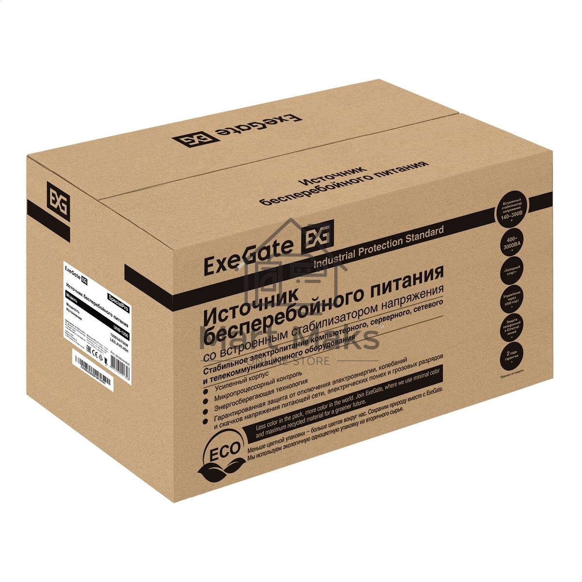 Источник бесперебойного питания ExeGate SpecialPro UNB-1200.LED.AVR.EURO.RJ 1200VA/750W, LED, AVR, 4 евророзетки, RJ45/11, черный