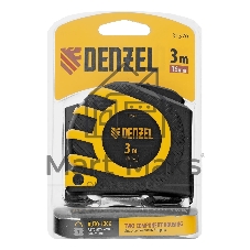 Рулетка Denzel 3м x 16 мм, двухсторонний зацеп, нейлон, двуст. шкала, автоматич. 31570