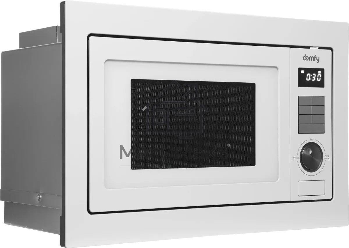 Микроволновая печь встраиваемая Domfy DM2540BW WG белый, 25 л, 900 Вт, переключатели - кнопки/поворотный мехинизм