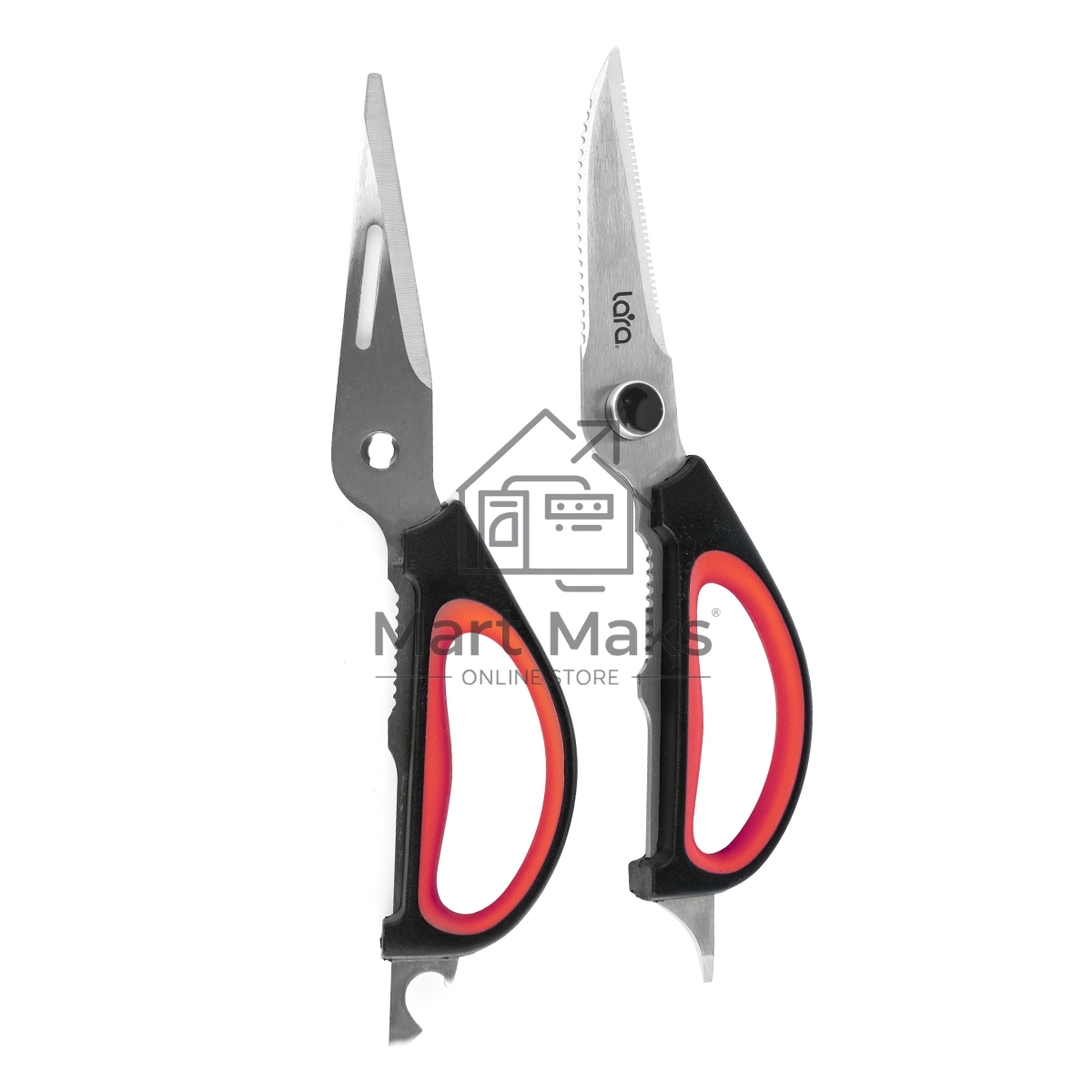 Ножницы LARA LR05-94 BLISTER 24,5 см 8 в 1 прорезиненные ручки, сверхострая заточка, нержавеющая сталь