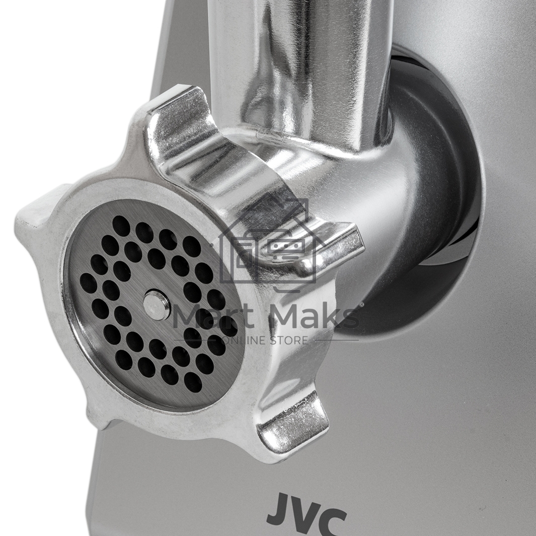 Мясорубка электрическая JVC JK-MG128 черный, 2500 Вт, 2.7 кг/мин, реверс, металлический лоток, насадки - 4