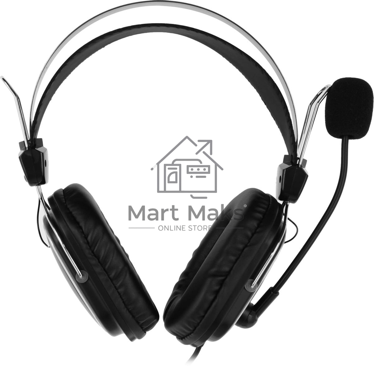 Гарнитура проводная с микрофоном A4Tech HU-50 черный 2м накладные USB оголовье