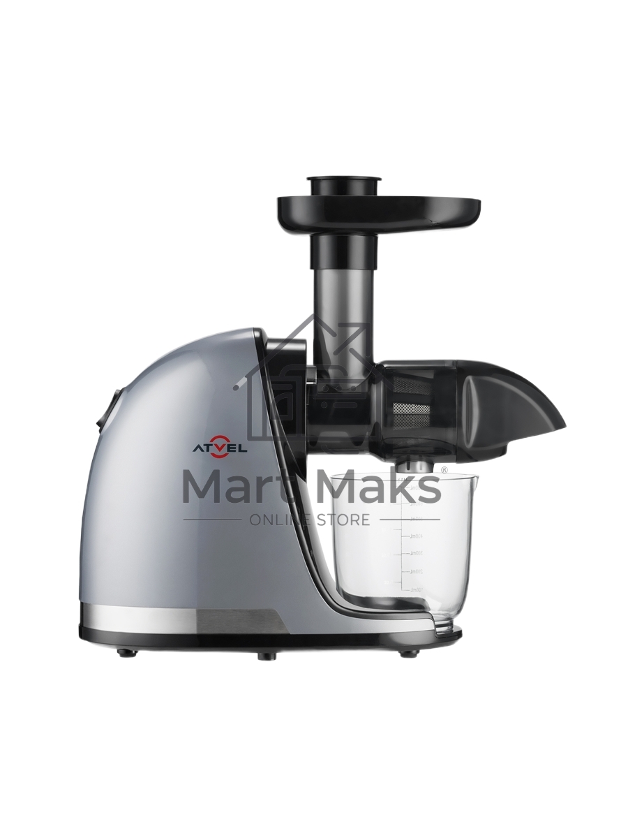 Соковыжималка Atvel PowerTwist J3 серый, шнековая горизонтальная, 150 Вт, 700 мл, электронное, реверс