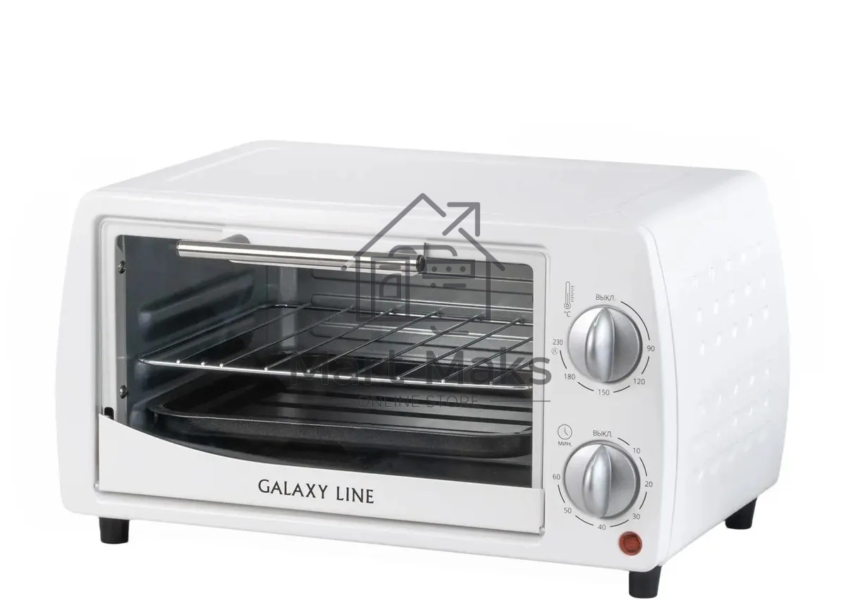 Мини-печь Galaxy Line GL 2626, белый, 10 л, 1000 Вт, таймер на 60 минут, индикатор работы, автоотключение