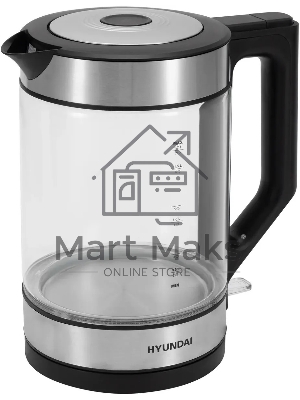 Чайник электрический Hyundai HYK-G4015 1.9л. 2200Вт черный/серебристый корпус: стекло