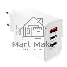 Сетевое зарядное устройство MORE CHOICE NC90 1USB+2Type-C 3.0A PD 45W, белый