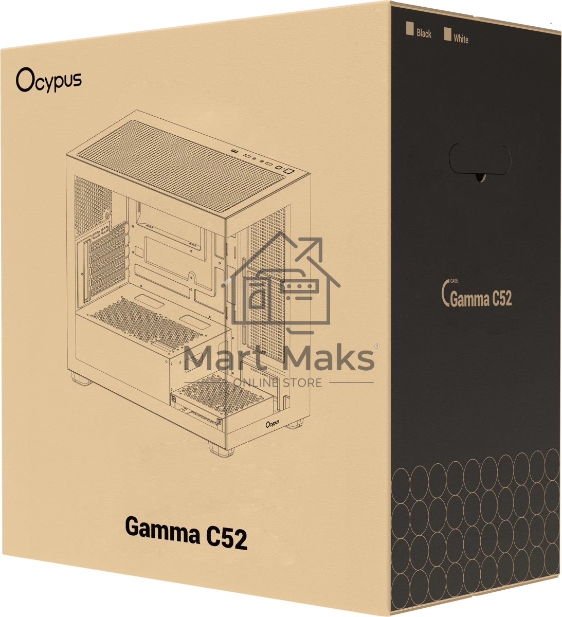 Корпус для ПК Case Ocypus Gamma C52 WH mATX / win / white / no PSU / Tempered Glass 