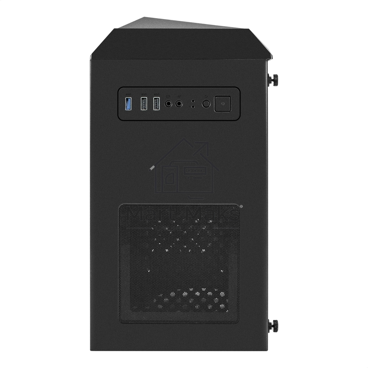 Компьютерный корпус Minitower ExeGate Mistery R2-NPX450 (mATX, БП 450NPX с вент. 12 см, 2*USB+1*USB 3.0, аудио, черный, 1 вент. 12см с RGb подсветкой и полоса на передней панели, боковая панель - закаленное стекло)