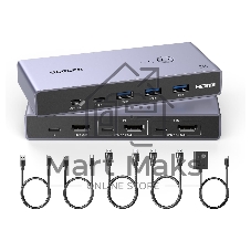 Переключатель UGREEN CM692 25961_ 8K/60Hz HDMI 2.1 KVM Switch 2-in-1 Out With Desktop Controller. Цвет: серый