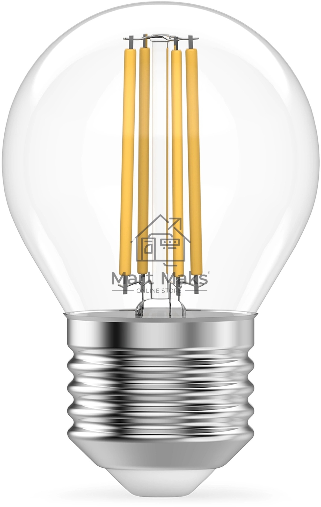 Лампа филам. Gauss Filament 8Вт цок.:E27 шар св.свеч.бел.нейт. (упак.:10шт) (52228)