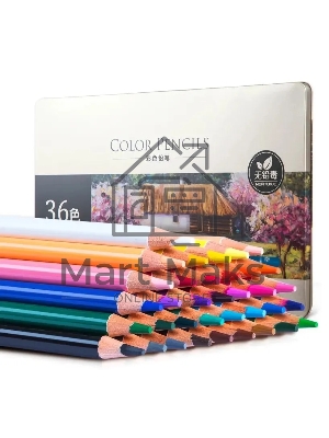 Карандаши цветные Deli 6566, липа, 36 цветов, коробка металлическая