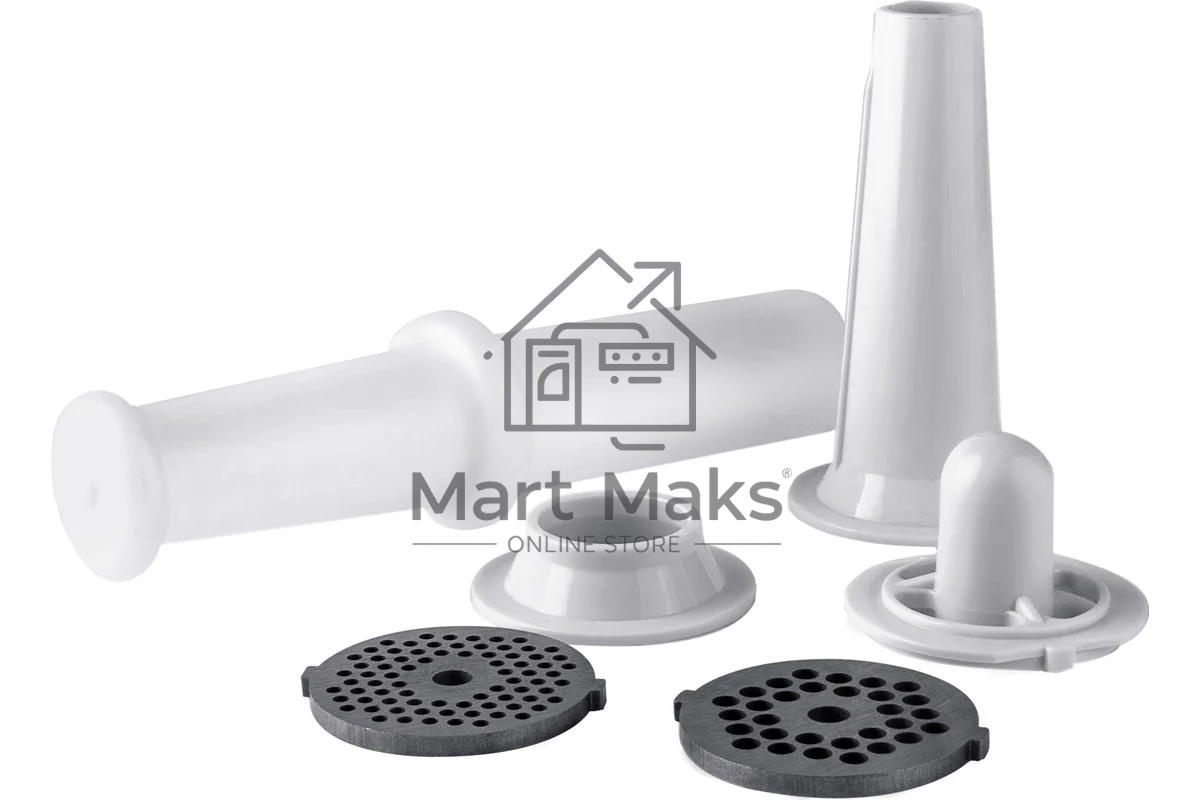 Мясорубка электрическая Galaxy GL 2411 белый, 1200 Вт, 1.3 кг/мин, реверс, защита от перегрузки, металлический лоток, насадки - 5