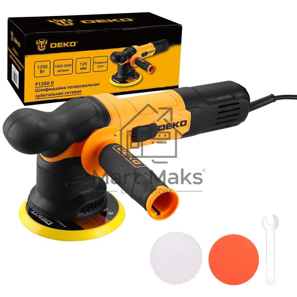 Шлифмашина полировальная орбитальная сетевая DEKO P1250-D, 125мм, 1250 Вт