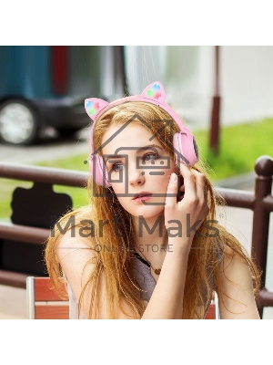 Гарнитура полноразмерная с кошачьими ушами беспроводная HOCO W27, розовый