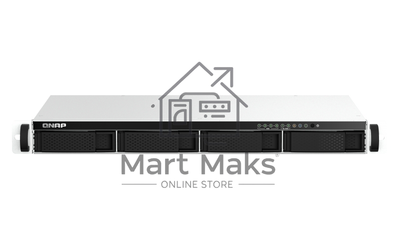 Сетевое хранилище SMB QNAP TS-464eU-8G NAS 4 HDD trays, rackmount 1U, 1 PSU. 4-core Intel Celeron N5105/N5095 2.0-2.9 GHz, 8 GB RAM, 2x2.5GbE, 2xUSB 3.2 Gen 2 (10Gbps), 2xUSB 2.0, 1xHDMI, 2xM.2 PCIe Gen 3 x1 slots, W/o rail kit RAIL-B02