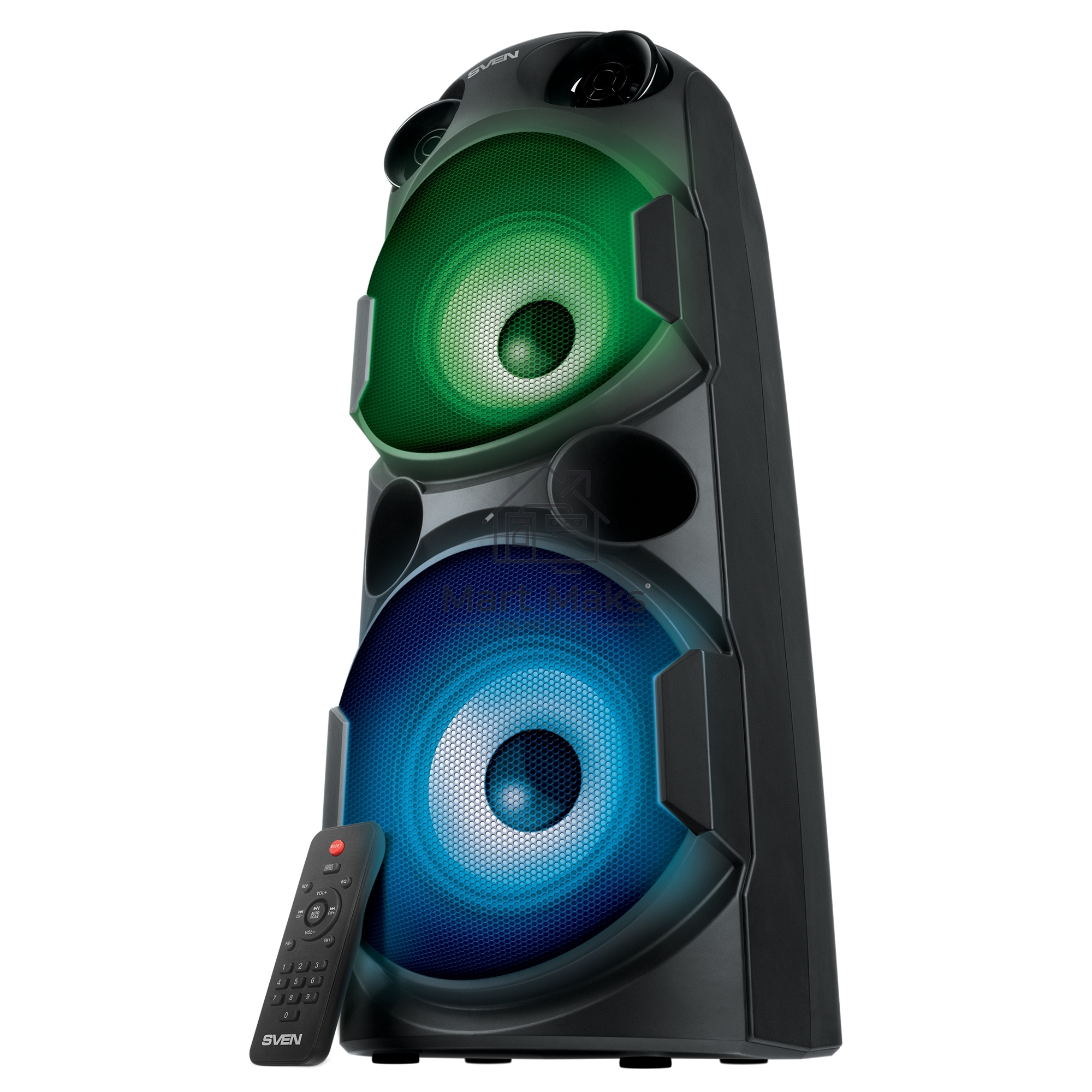 Колонка АС Sven PS-750, черный (80 Вт, TWS, Bluetooth, FM, USB, microSD, LED-дисплей, 2х4400мА*ч)
