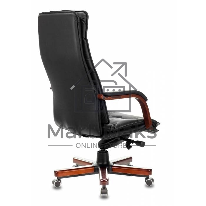 Кресло руководителя Бюрократ T-9927WALNUT/BLACK черный, кожа, крестовина дерево