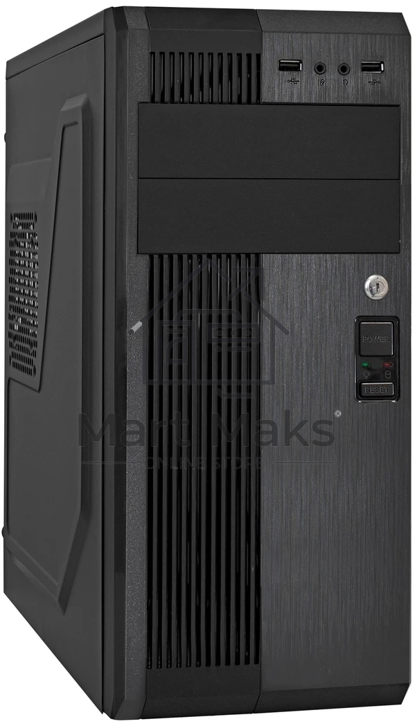 Компьютерный корпус Miditower ExeGate UN-605B-UNS450 (ATX, БП UNS450 с вент. 12см, 2*USB, аудио, блокировка, черный)