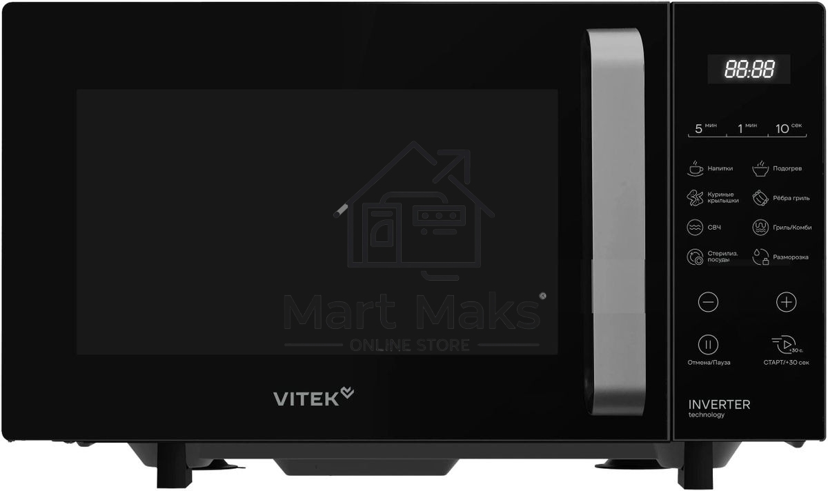 Микроволновая печь Vitek VT-MW2123 черный, 23 л, 900 Вт, переключатели — сенсор