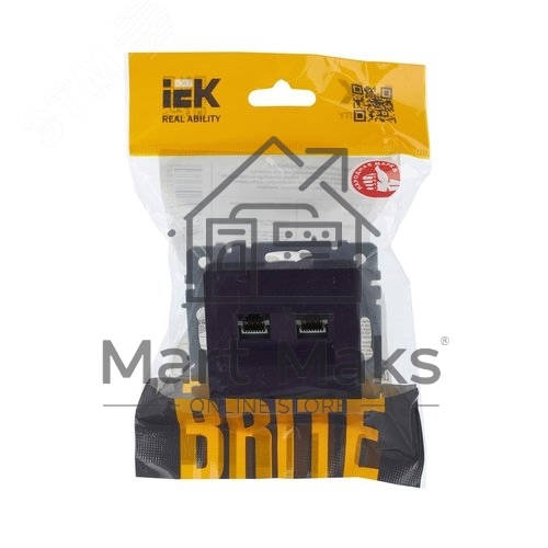 Розетка компьютерная двойная IEK BRITE РК10-2-БрЧ RJ45 кат.5E черный