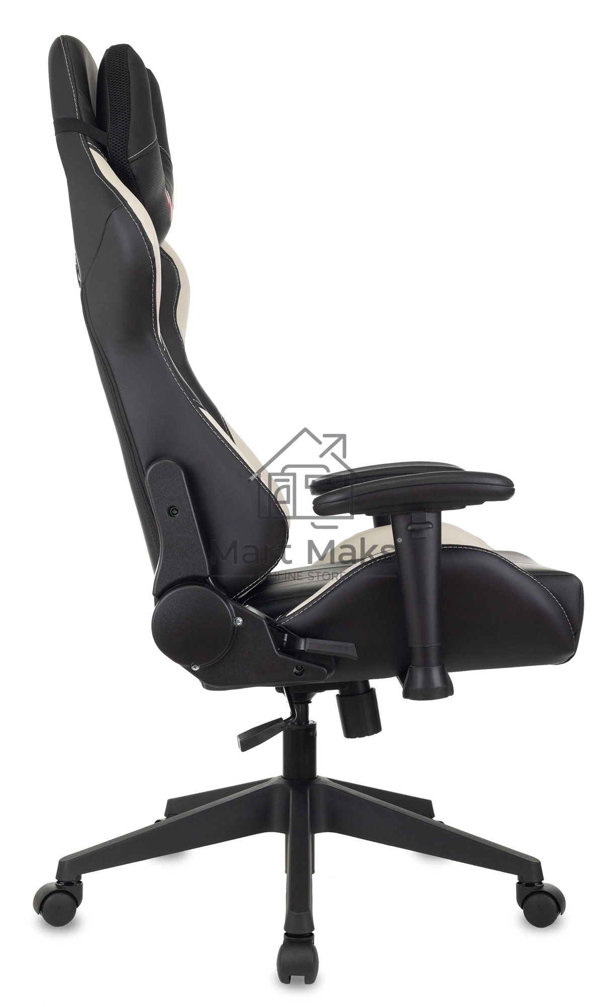 Кресло игровое Бюрократ VIKING 5 AERO WHITE черный/белый искусственная кожа