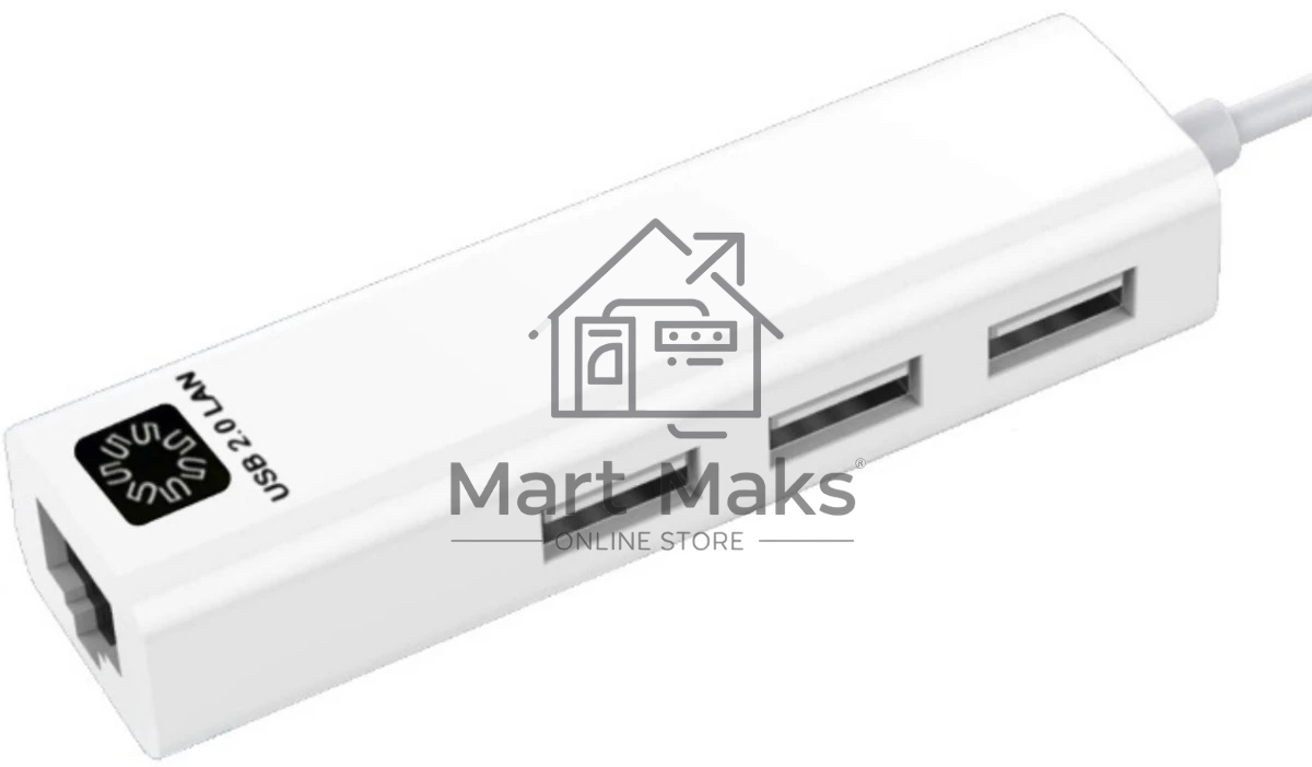 Кабель-адаптер 5bites UA2-45-06WH USB2.0 / 3*USB2.0 / RJ45 100MB / белый
