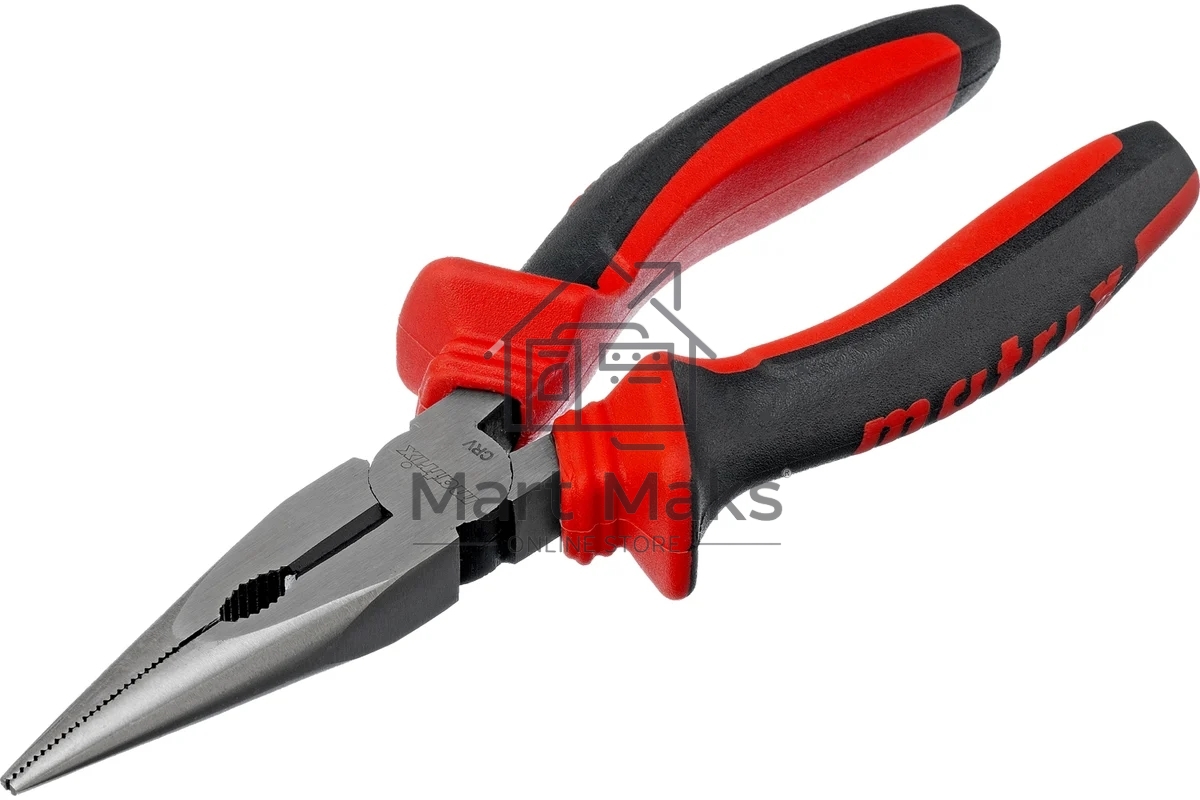 Длинногубцы прямые Matrix, 160 мм, хром-ванадий, двухкомпонентные рукоятки