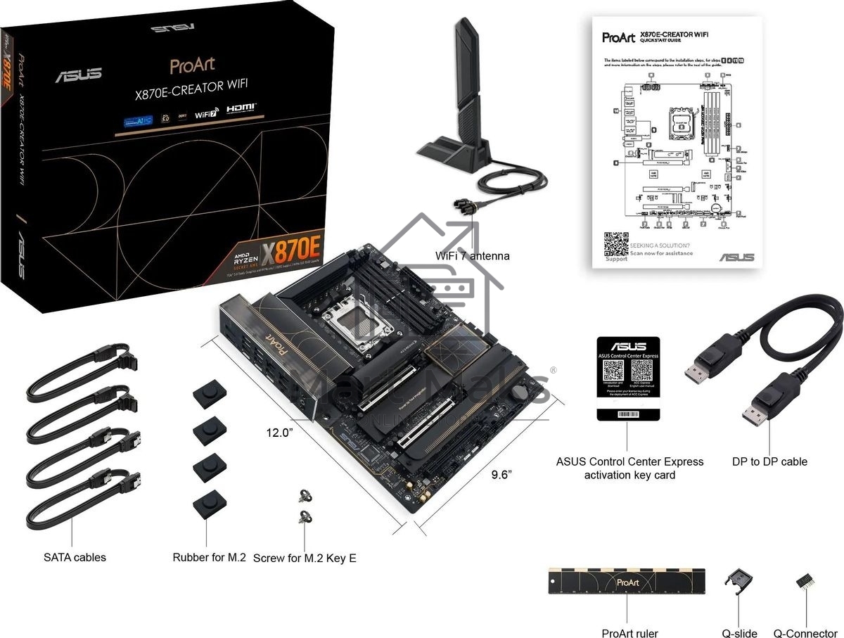 Материнская плата ASUS PROART X870E-CREATOR WIFI, AM5, AMD X870E, 4xDDR5, 4xSATA, 4xM.2, 2xPCIe 5.0 x16, 1xPCIe 4.0 x4, 2xUSB-C 40Gbps, 1xUSB-C 20Gbps, 7xUSB-A 10Gbps, 1xUSB-A 2.0, 1xDP (v1.4), 1xHDMI (v2.1), 1x10Gb LAN, 1x2.5Gb LAN, Wi-Fi 7, Bluetooth 5.