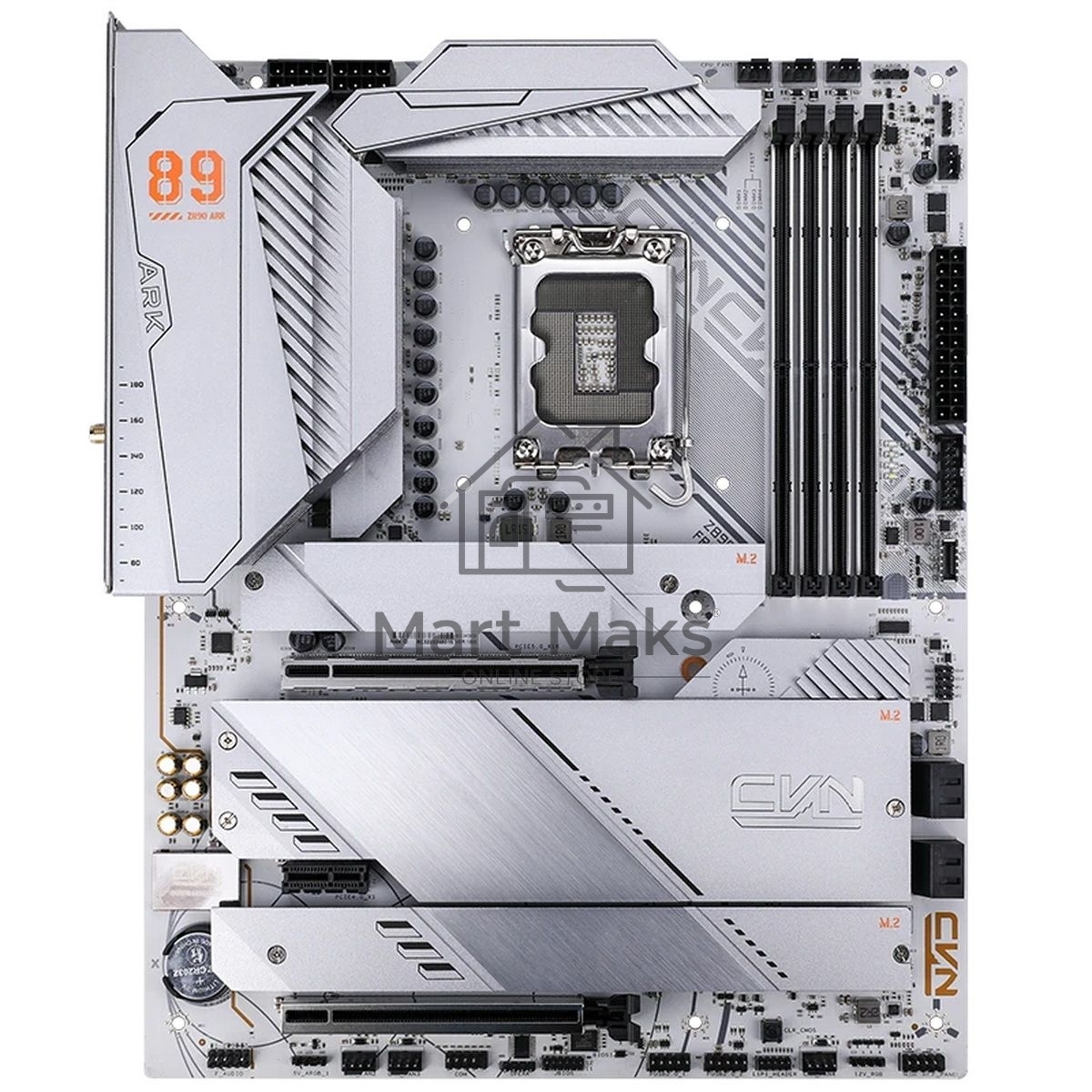 Материнская плата Colorful CVN Z890 ARK FROZEN V20, LGA 1851, Intel Z890, 4xDDR5, 5xM.2, 4xSATA, 2xPCIe 5.0 x16, 1xPCIe 4.0 x1, 1xHDMI, 1xDP, 1x 2.5Gb LAN, 6xUSB-A 3.2 Gen 1, 2xUSB-A 3.2 Gen 2, 1xUSB-C 3.2 Gen 2, 1xUSB-C 3.2 Gen 2x2, 3x3.5 мм, 7.1, ATX