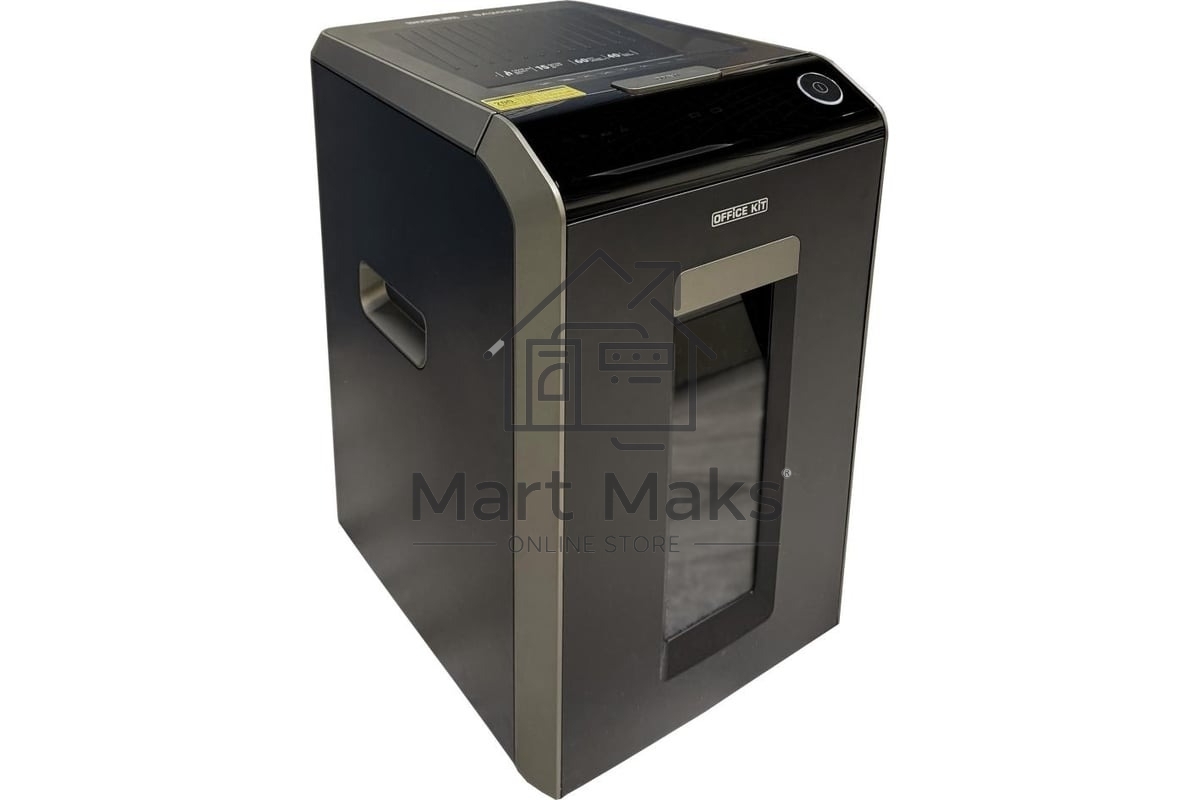 Шредер Office Kit SA200С 3,8x10 черный/серый с автоподачей (секр.P-4) фрагменты 220лист. 40лтр. скобы пл.карты
