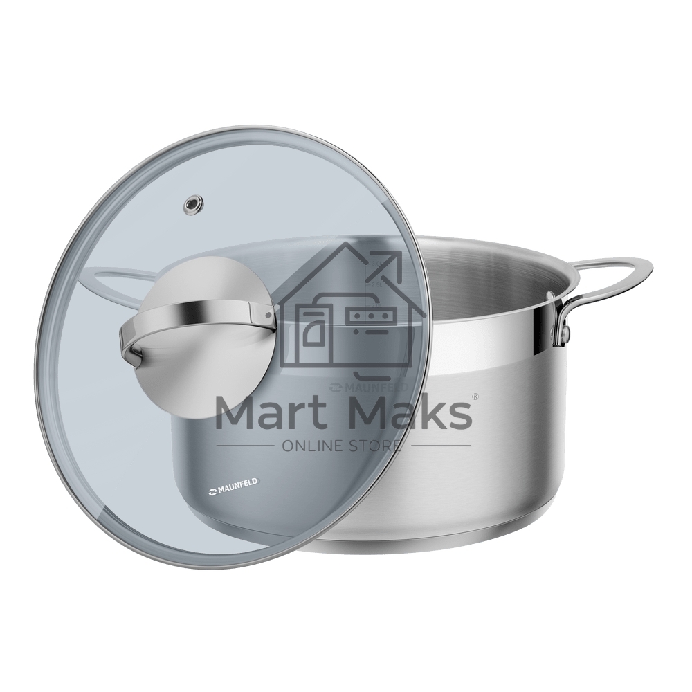 Кастрюля Maunfeld GERDA MCS33S07 из нержавеющей стали со стеклянной крышкой, 20 см, 3,3 л.