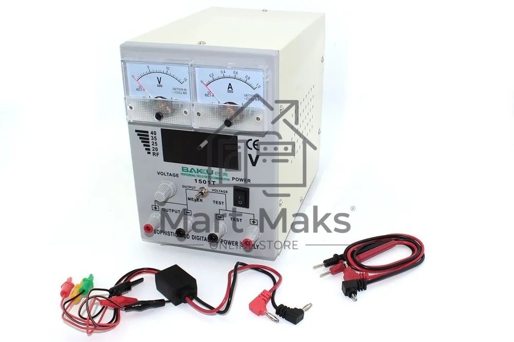 Лабораторный блок питания Baku 1501T 15V 1A с аналоговой идикацией, 30 Вт