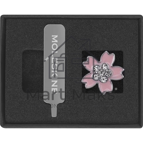 Шильд-символ Moleskine Sakura Цветок, металл, серебристый/розовый LESU08PINFLWCRYS
