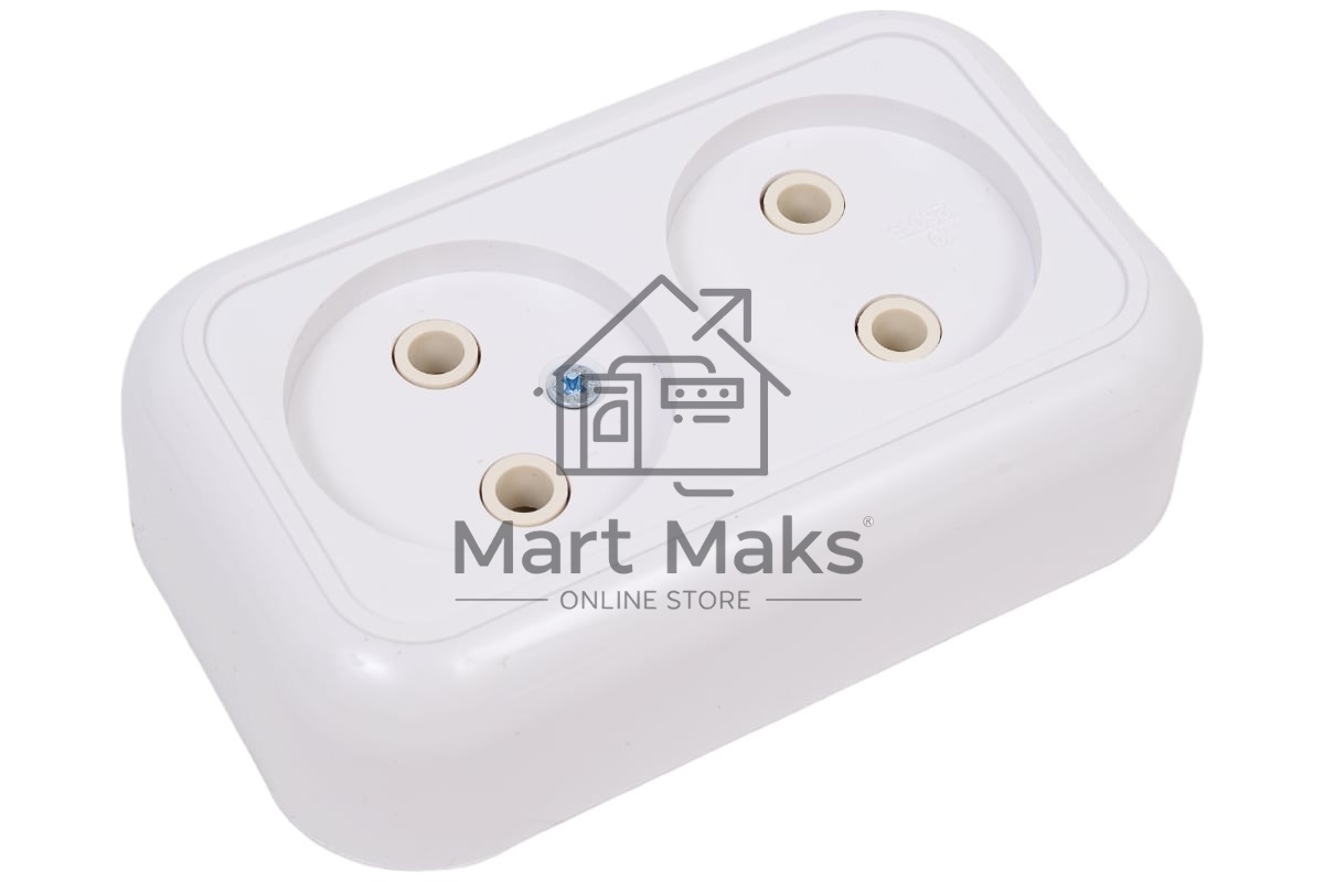 Розетка 2-м Кунцево ОП Валентина 10А IP20 РА10-382 бел. 5416