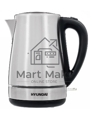 Чайник электрический Hyundai HYK-S3020 1.7 л, 2200 Вт, серебристый матовый/черный (корпус: металл)