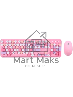 Комплект клавиатура+мышь AULA AC306 беспроводной, USB, 1600 DPI, розовый