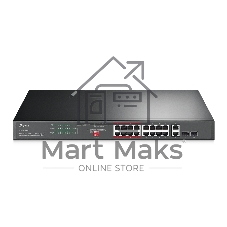 Коммутатор TP-Link TL-SL1218MP, 16×100 Мбит/с PoE+ + 2×1 Гбит/с Combo Uplink, неуправляемый