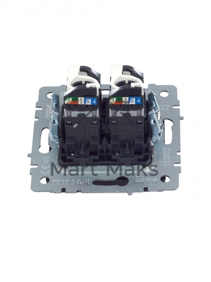 Розетка компьютерная двойная IEK BRITE РК10-2-БрЧ RJ45 кат.5E черный