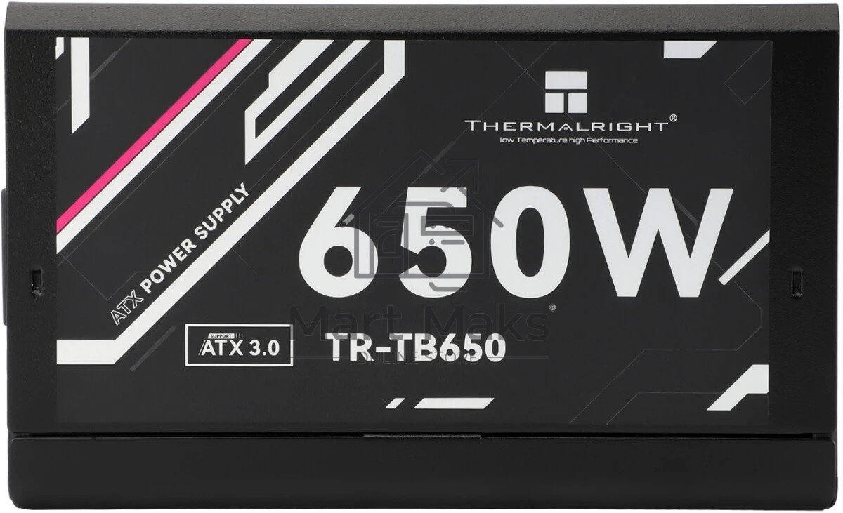 Блок питания Thermalright, 650W 80+ Bronze (ATX, 3.0, Full modular, 1x24(20+4)pin, 2xCPU 8(4+4)pin, 4xPCIe*2 8(6+2)pin, 3xSATA3, 3xMOLEX4pin, Active, 120x120mm, 150x140x86mm, APFC, black)