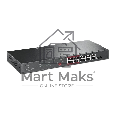 Коммутатор TP-Link TL-SL1218MP, 16×100 Мбит/с PoE+ + 2×1 Гбит/с Combo Uplink, неуправляемый