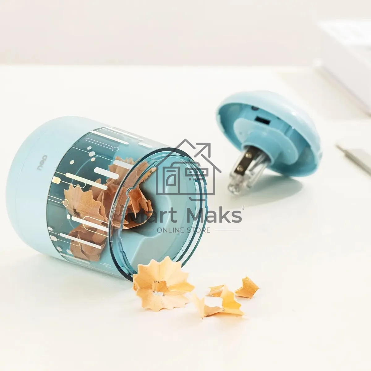 Точилка для карандашей электрическая Deli EH508-BL, 1 отверстие, пластик, синий (батарея)