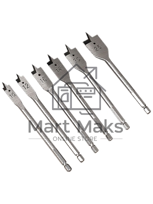 Набор перовых сверл по дереву 6 шт (10/12/16/18/20/25мм) Deli DH-MBZ006-ED1 длина 150мм, 1/4