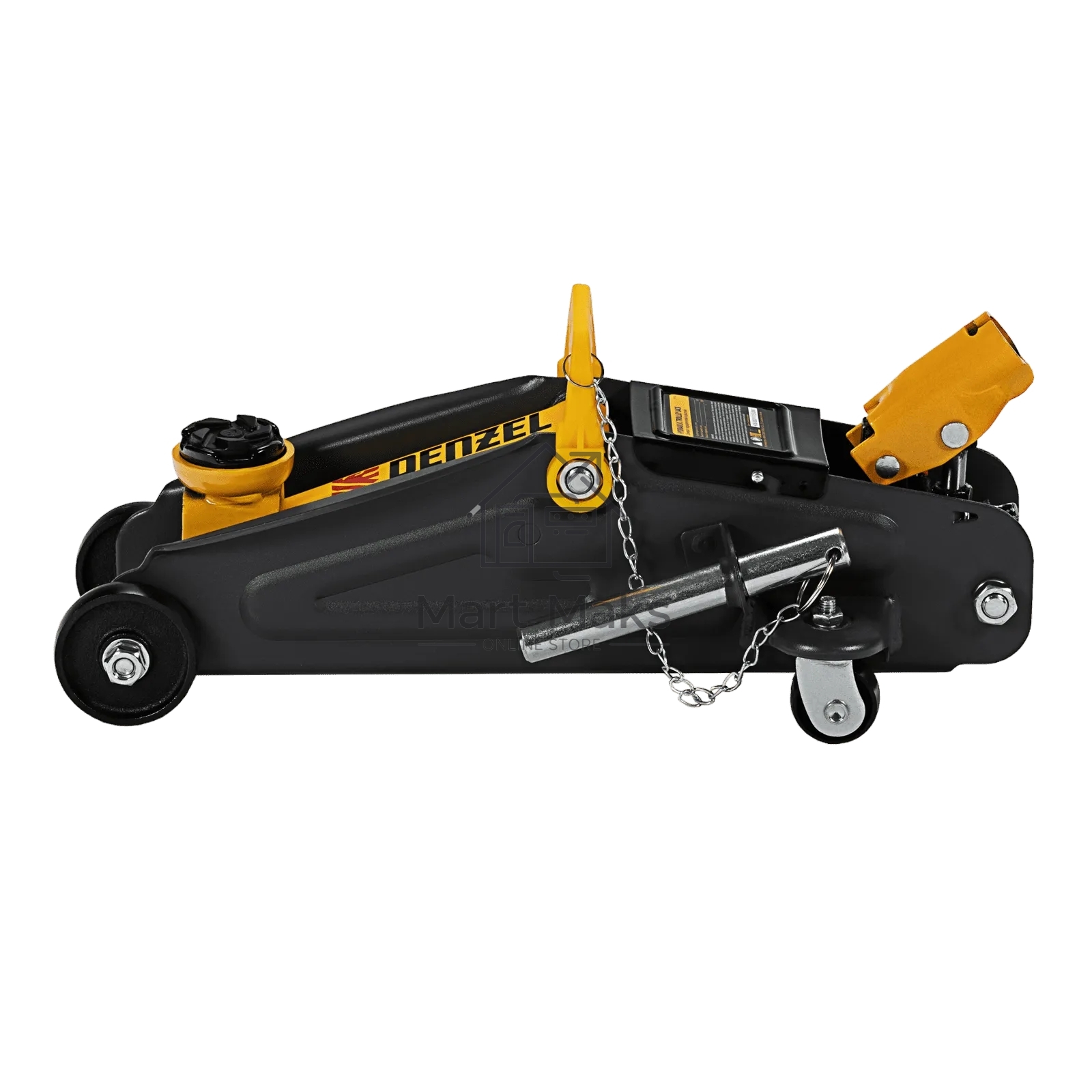 Домкрат гидравлический подкатной с фиксатором Denzel, 2 т, 130-330 мм 51153