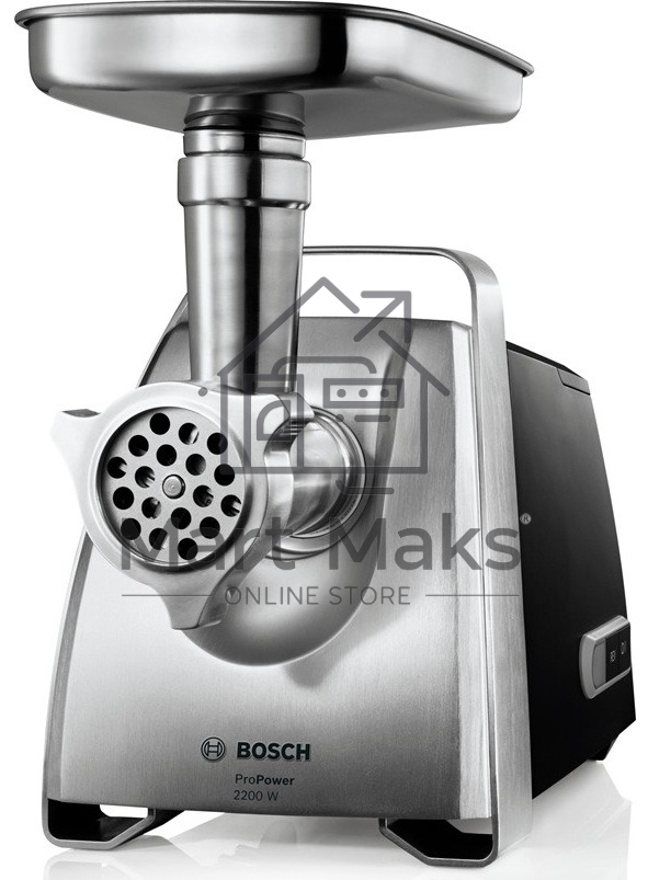 Мясорубка электрическая Bosch MFW68660 черный, 2200 Вт, 4.3 кг/мин, реверс, защита от перегрузки, металлический лоток, насадки - 10