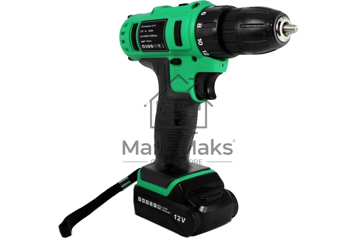 Дрель-шуруповерт Zitrek Greenpower 12-Li 063-4074, Аккумуляторная, 12В, 2 АКБ, Кейс