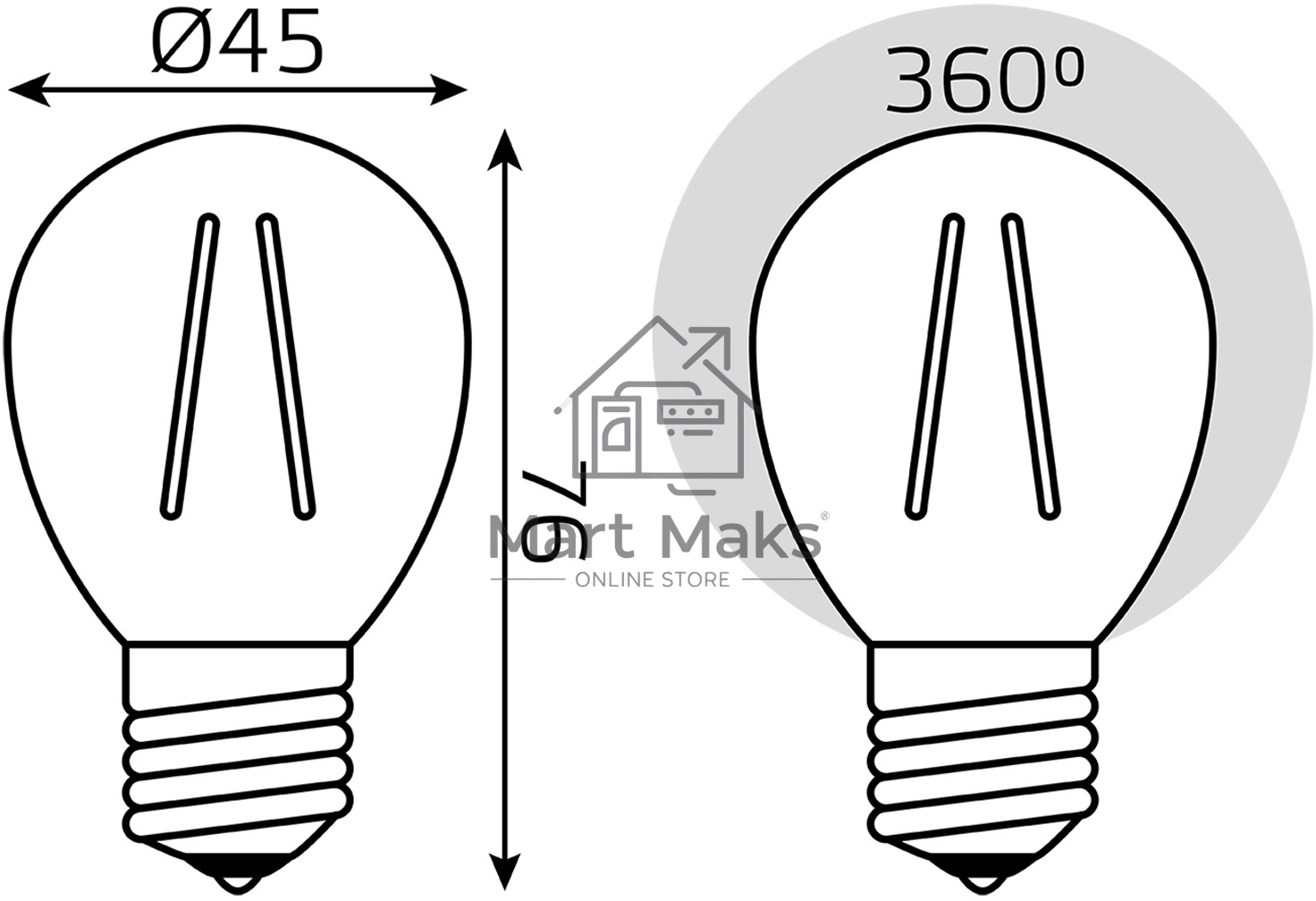 Лампа филам. Gauss Filament 8Вт цок.:E27 шар св.свеч.бел.нейт. (упак.:10шт) (52228)