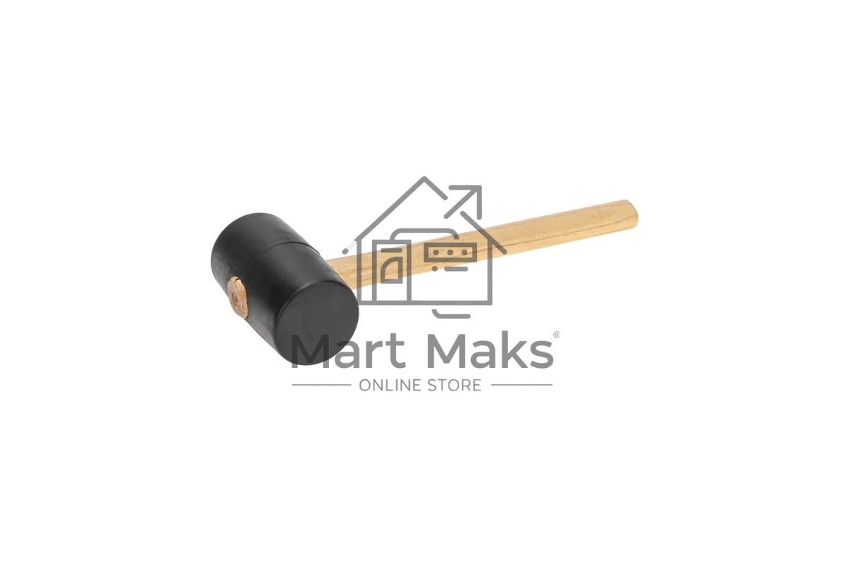 Киянка резиновая Kranz KR-12-8144 680 г, черная резина, деревянная рукоятка