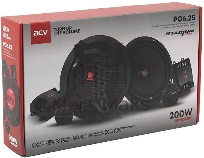 Колонки автомобильные ACV PG-6.2S 200Вт 92дБ 4Ом 16см (6.5дюйм) (ком.:2кол.) компонентные двухполосные