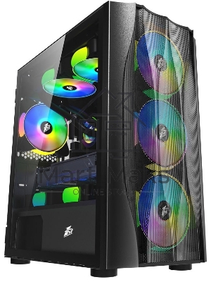 Компьютерный корпус 1STPLAYER FIREBASE X3-M Black / mATX, TG / 4x120мм LED fans inc. / X3-M-BK-4F1