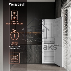 Холодильник Weissgauff WRK 2000 Total NoFrost Inverter нержавеющая сталь двухкамерный 240/95л морозилка снизу
